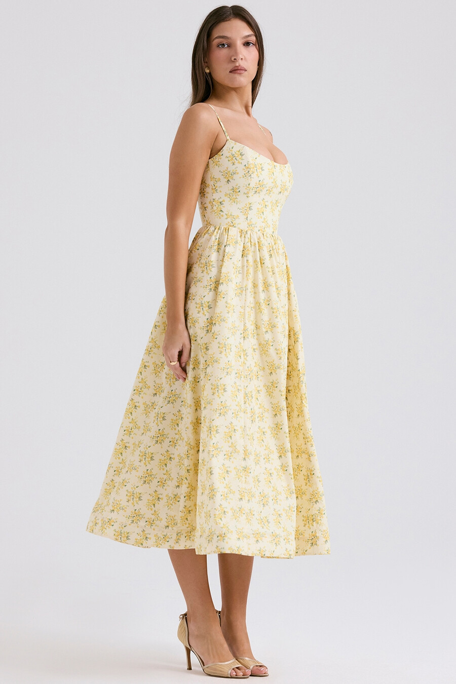 buttercup vintage-baumwoll-korsettkleid mit blumenmuster