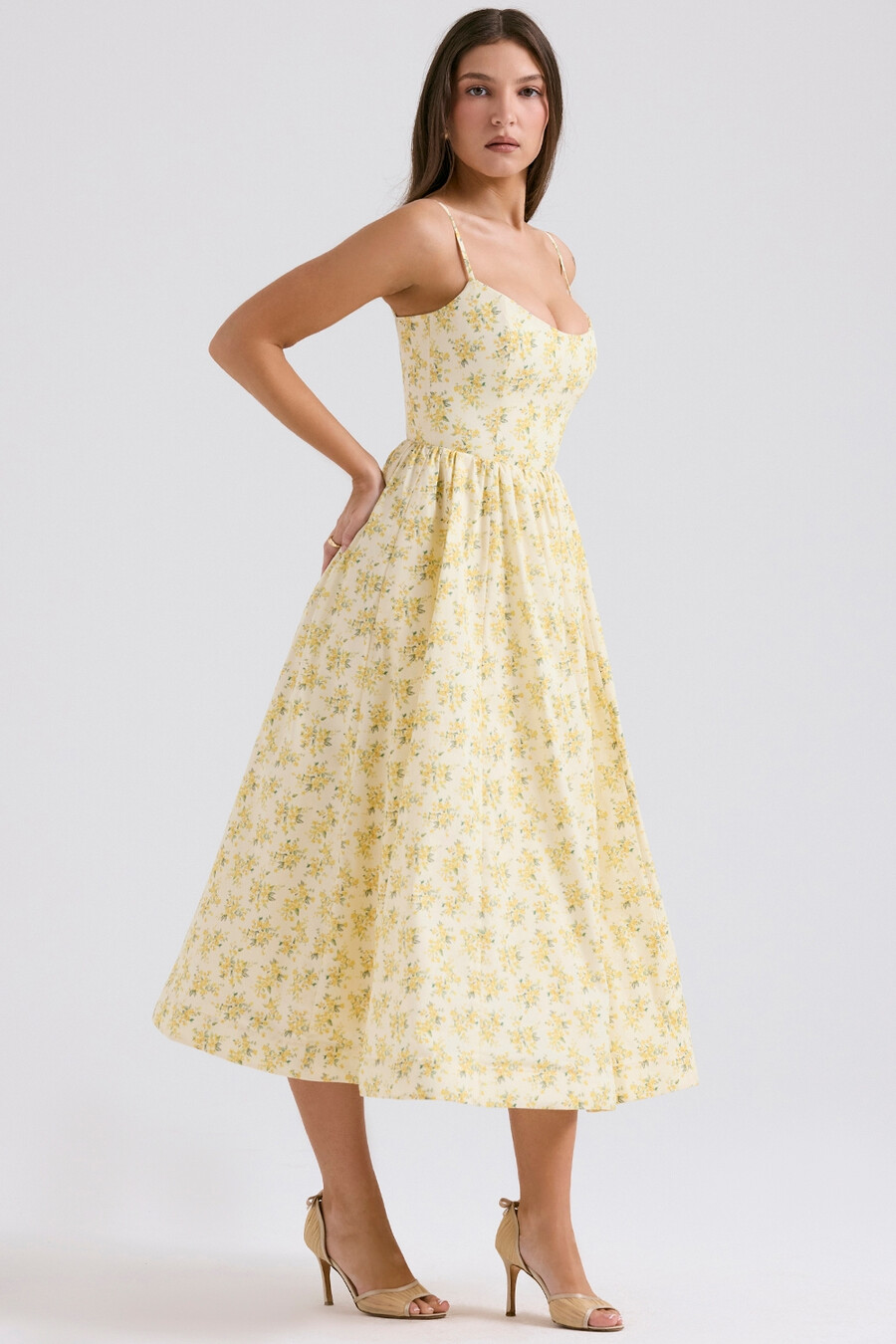buttercup vintage-baumwoll-korsettkleid mit blumenmuster