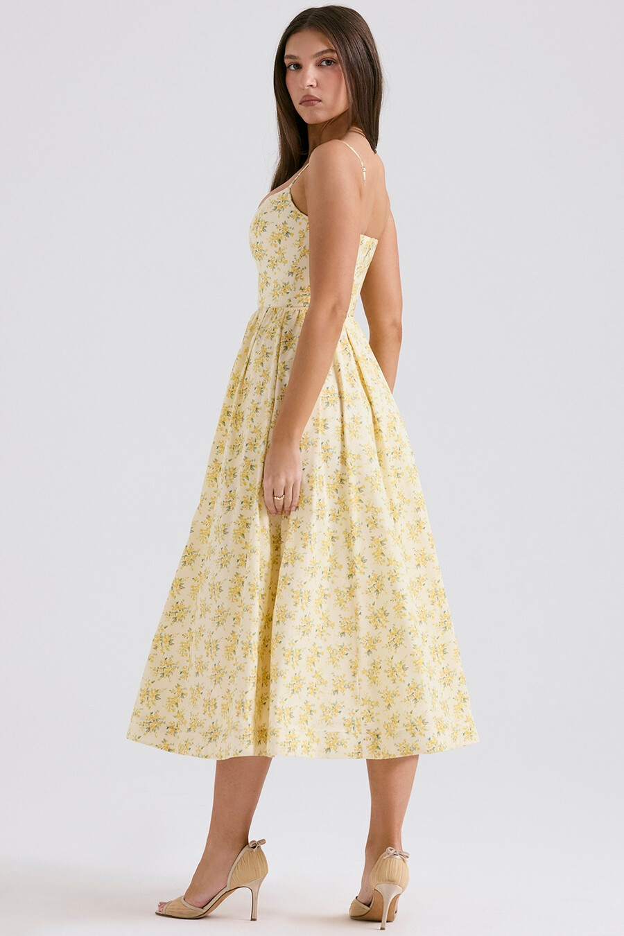 buttercup vintage-baumwoll-korsettkleid mit blumenmuster