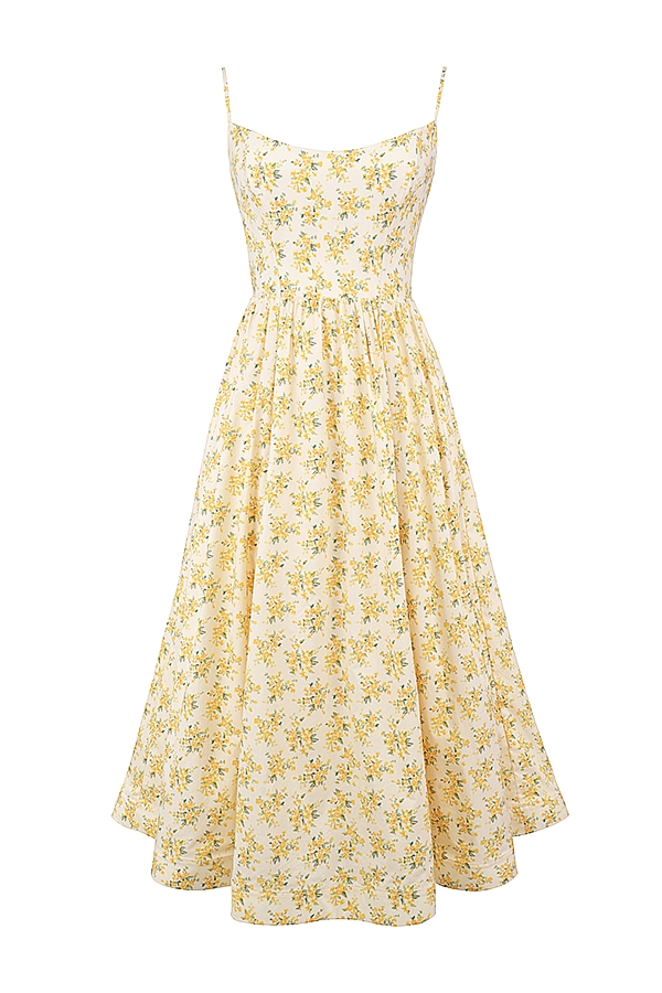 buttercup vintage-baumwoll-korsettkleid mit blumenmuster