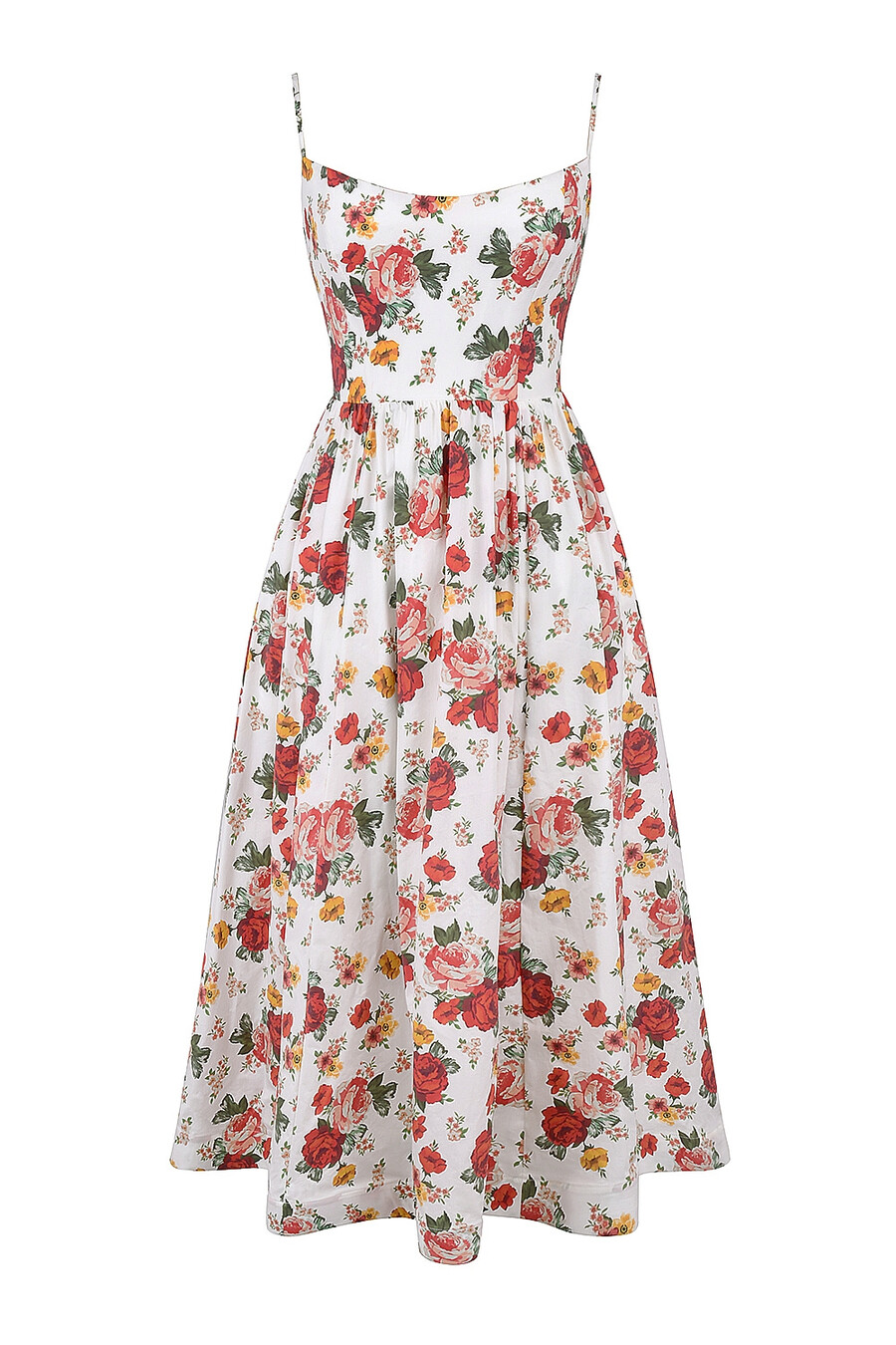sommerkleid aus baumwolle mit italienischem rosenmuster und korsettmuster