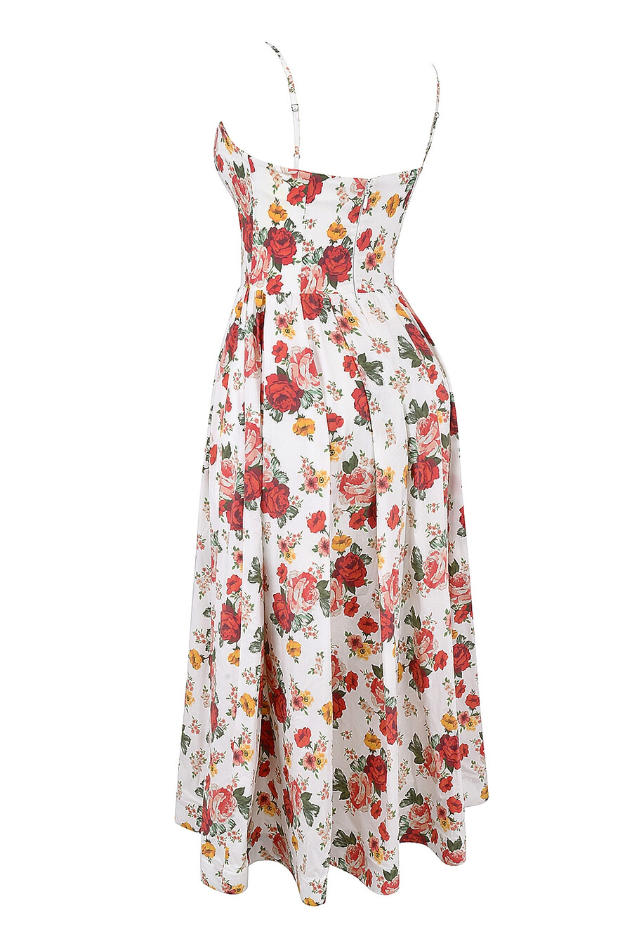 sommerkleid aus baumwolle mit italienischem rosenmuster und korsettmuster