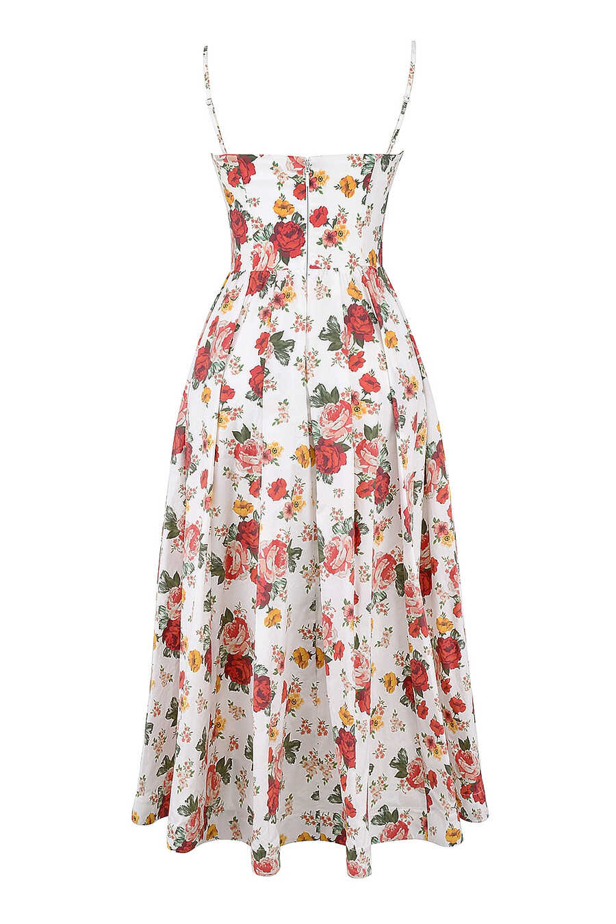 sommerkleid aus baumwolle mit italienischem rosenmuster und korsettmuster