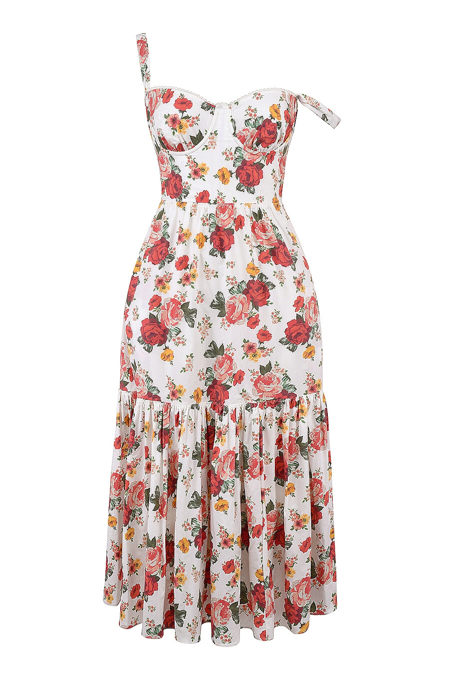 sommerkleid aus baumwolle mit italienischem rosenmuster