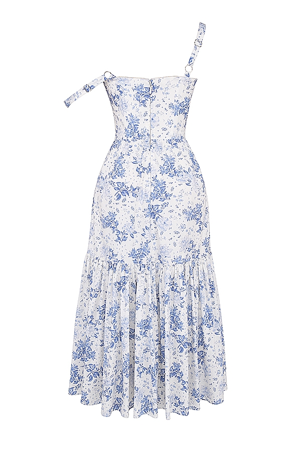 blau gemustertes midi-sommerkleid