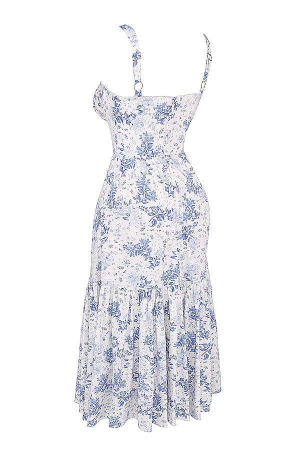 blau gemustertes midi-sommerkleid
