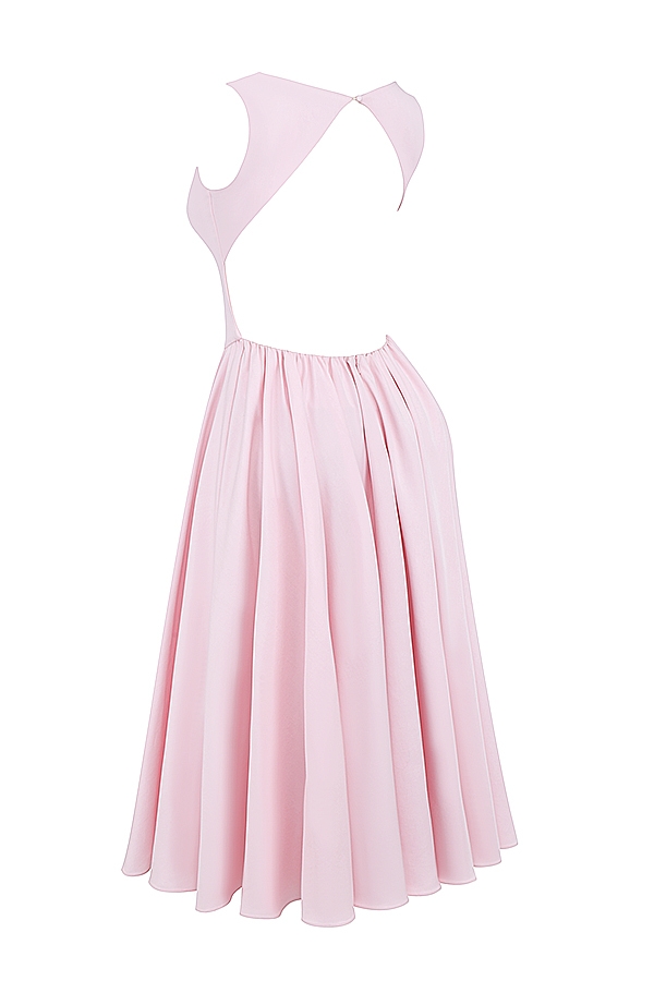 ballerina pink twill midi-sommerkleid