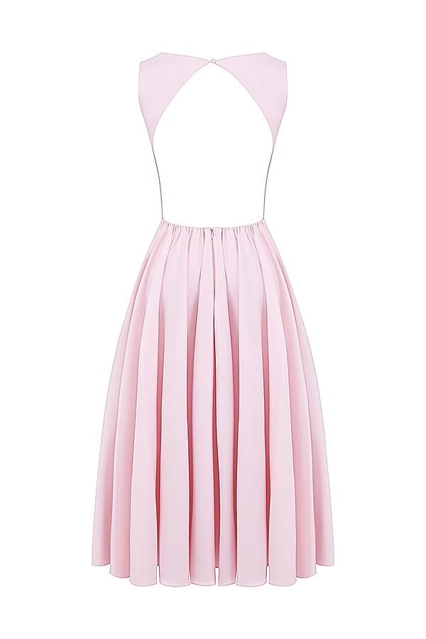 ballerina pink twill midi-sommerkleid
