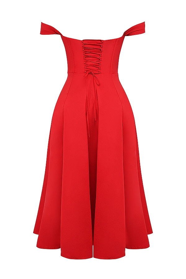 scharlachrotes midi-sommerkleid