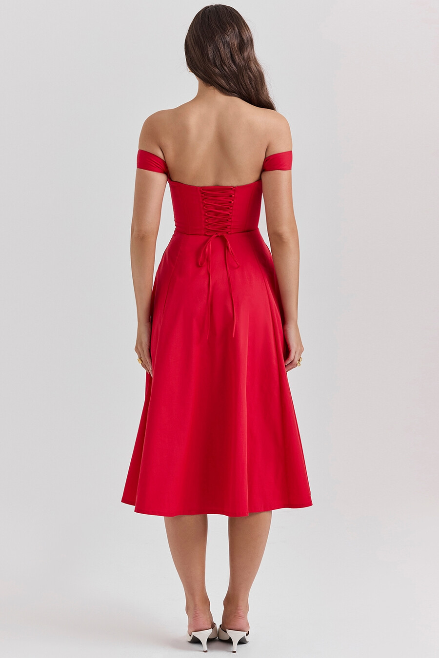 scharlachrotes midi-sommerkleid