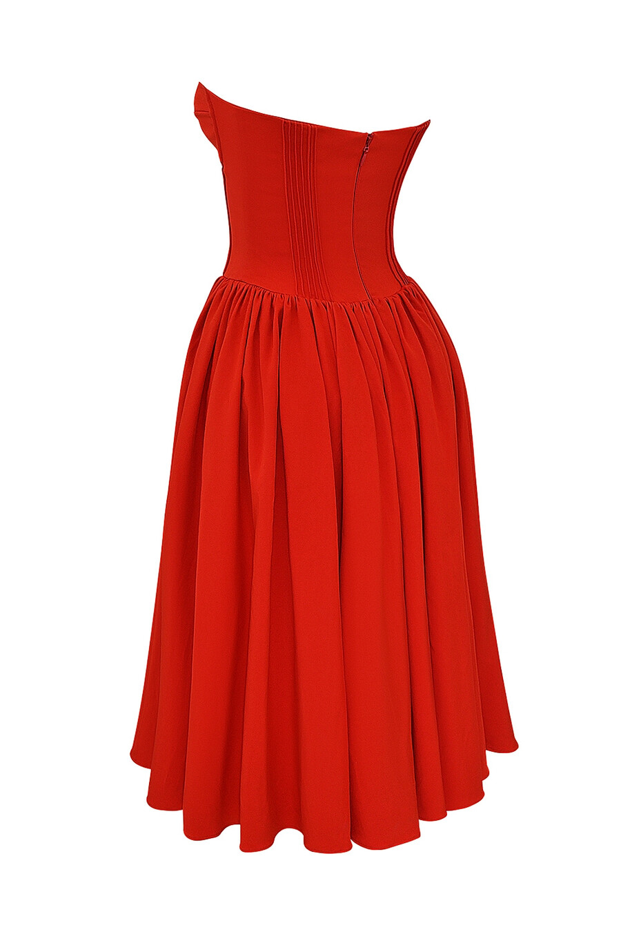 italienisches tomatenfarbenes trägerloses midi-sommerkleid