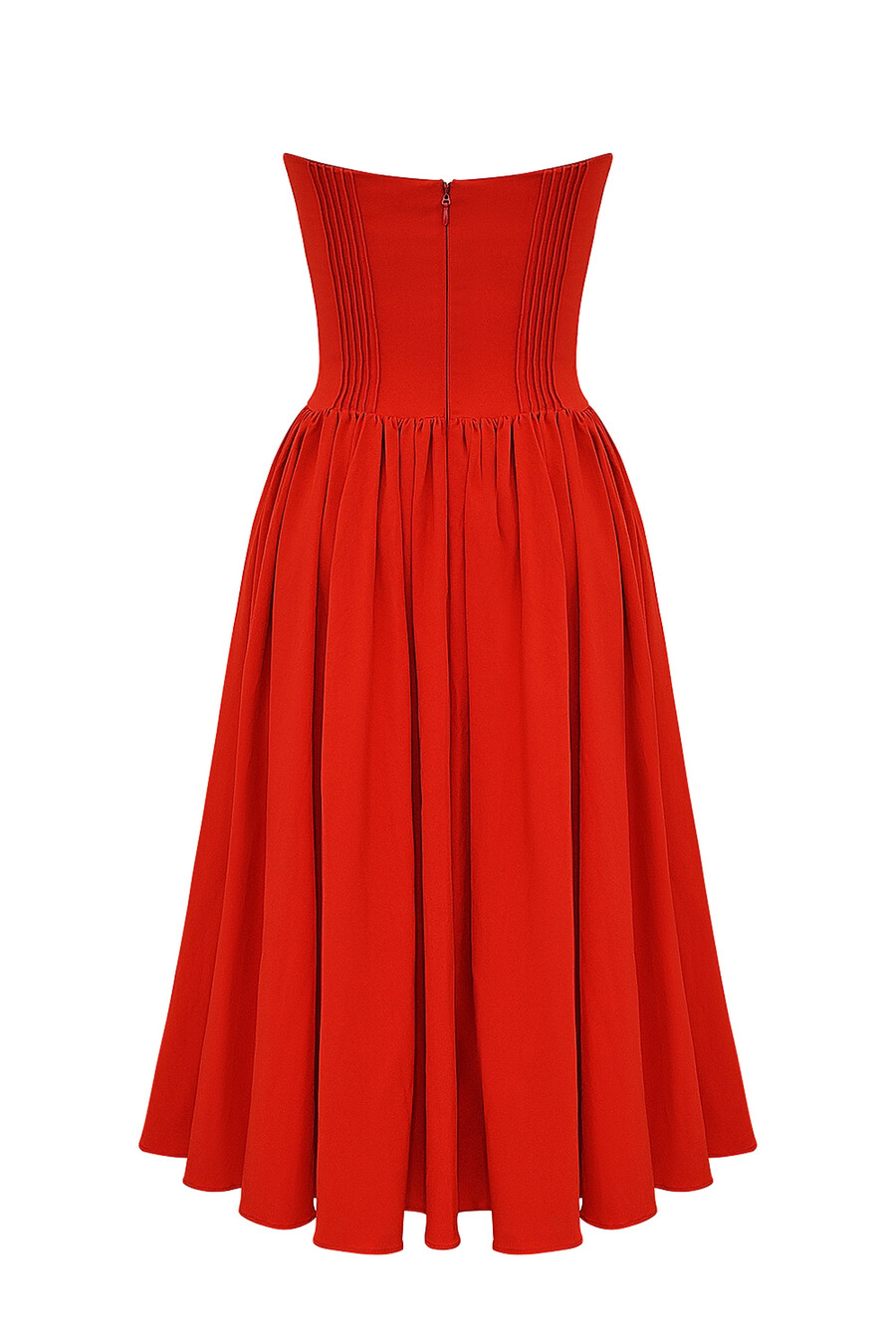 italienisches tomatenfarbenes trägerloses midi-sommerkleid