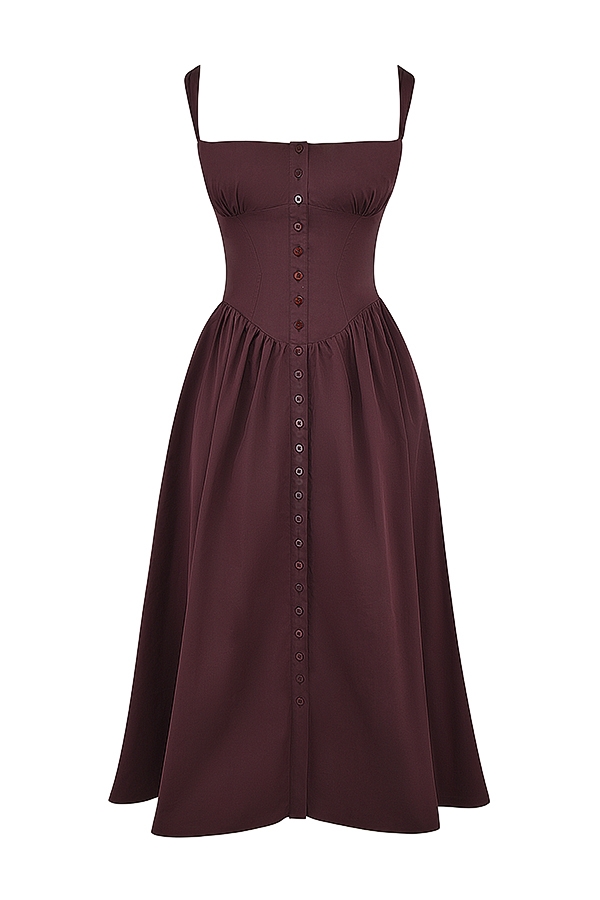 dunkelbraunes midi-sommerkleid