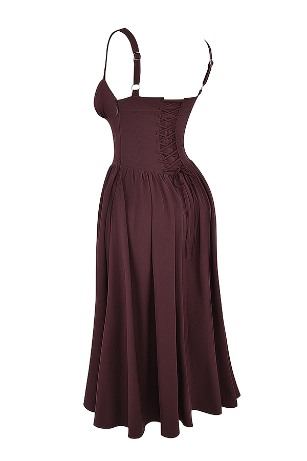 dunkelbraunes midi-sommerkleid