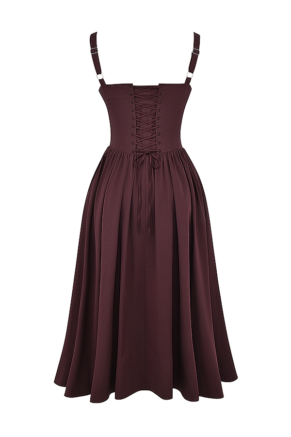 dunkelbraunes midi-sommerkleid