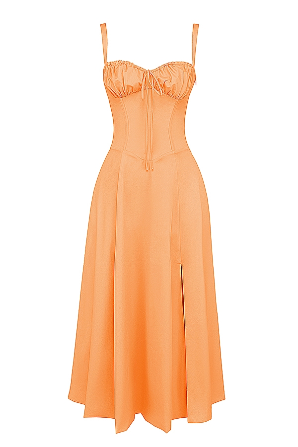 mandarinenfarbenes bustier-sommerkleid