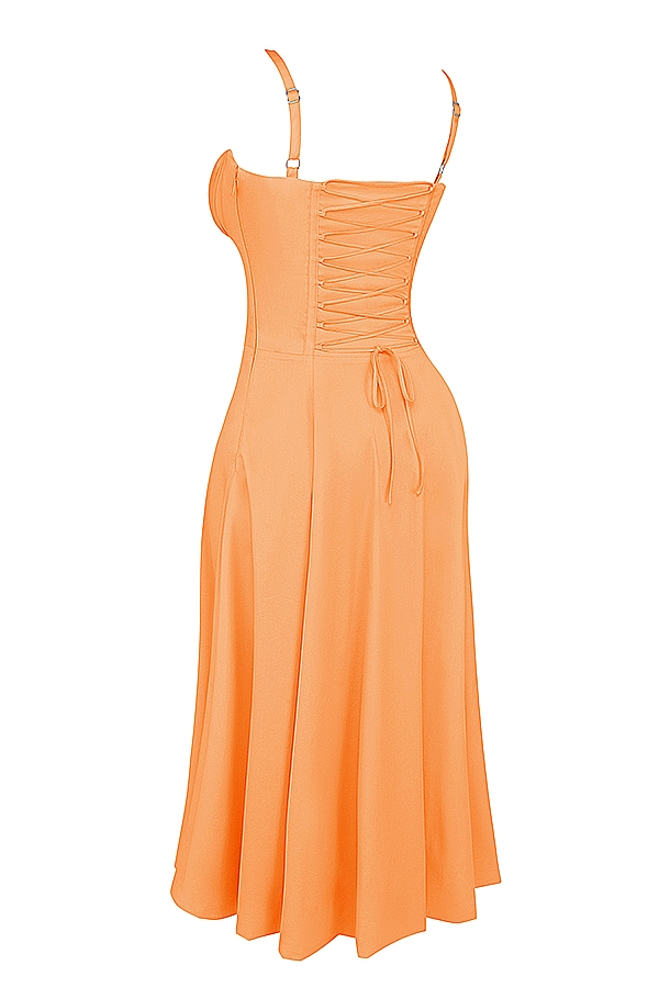 mandarinenfarbenes bustier-sommerkleid