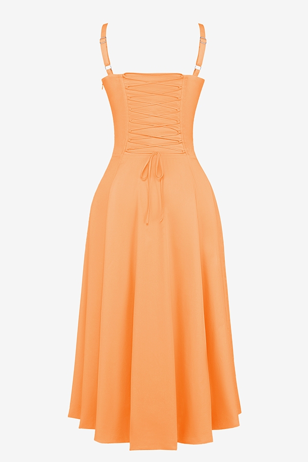mandarinenfarbenes bustier-sommerkleid
