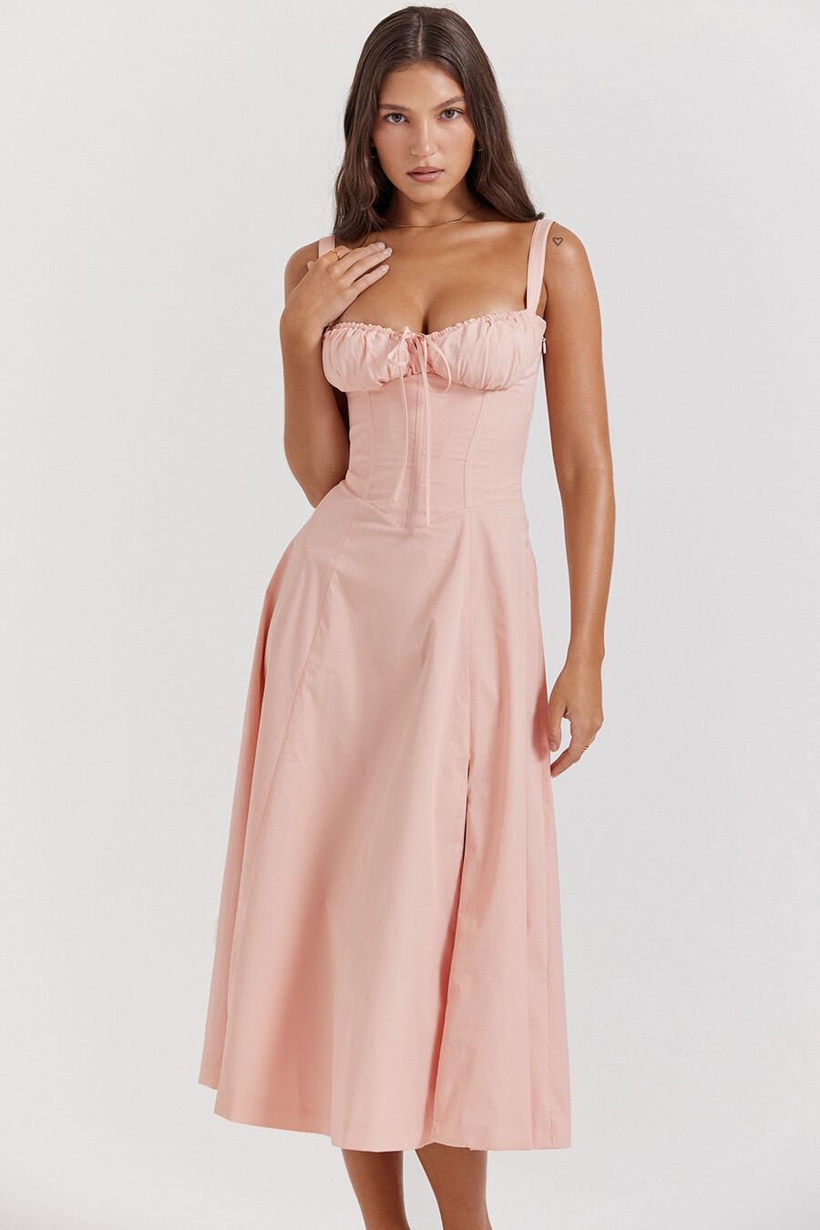 babyrosa bustier-sommerkleid