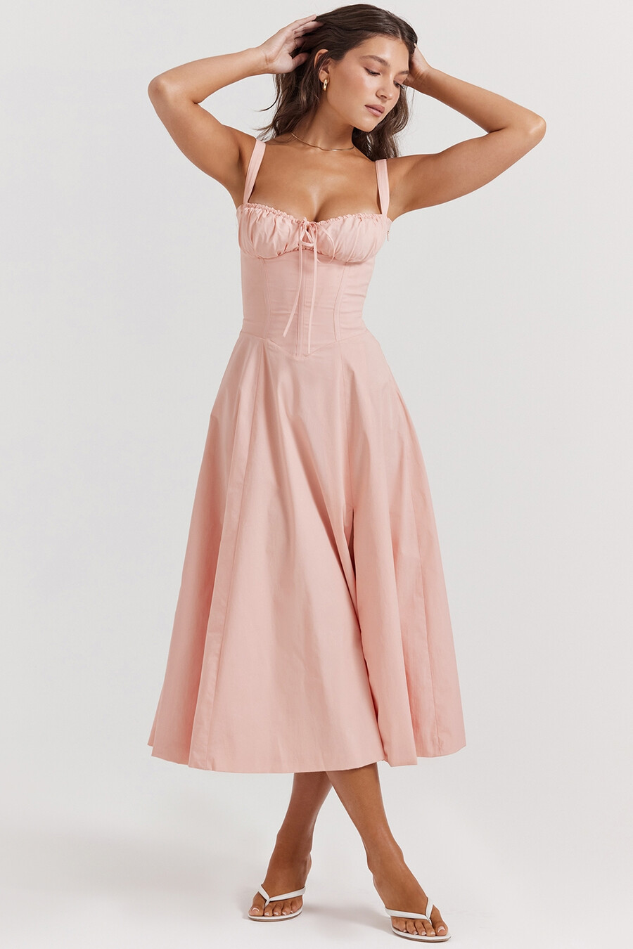 babyrosa bustier-sommerkleid