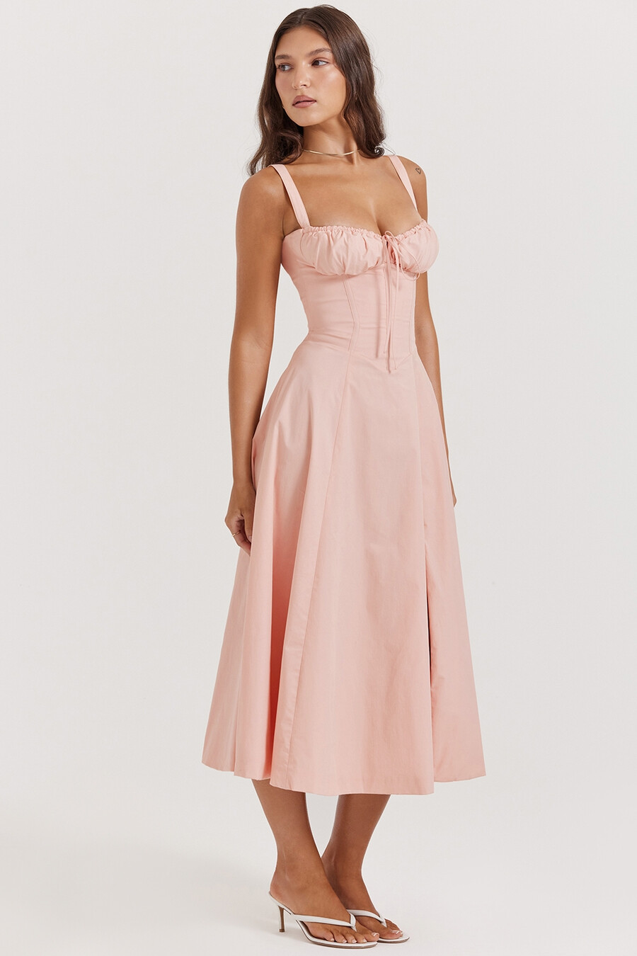 babyrosa bustier-sommerkleid