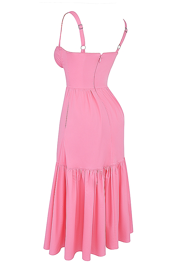 französisches rosa midi-sommerkleid