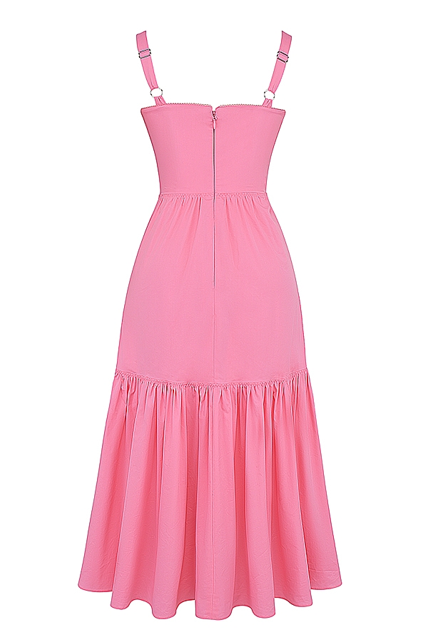 französisches rosa midi-sommerkleid