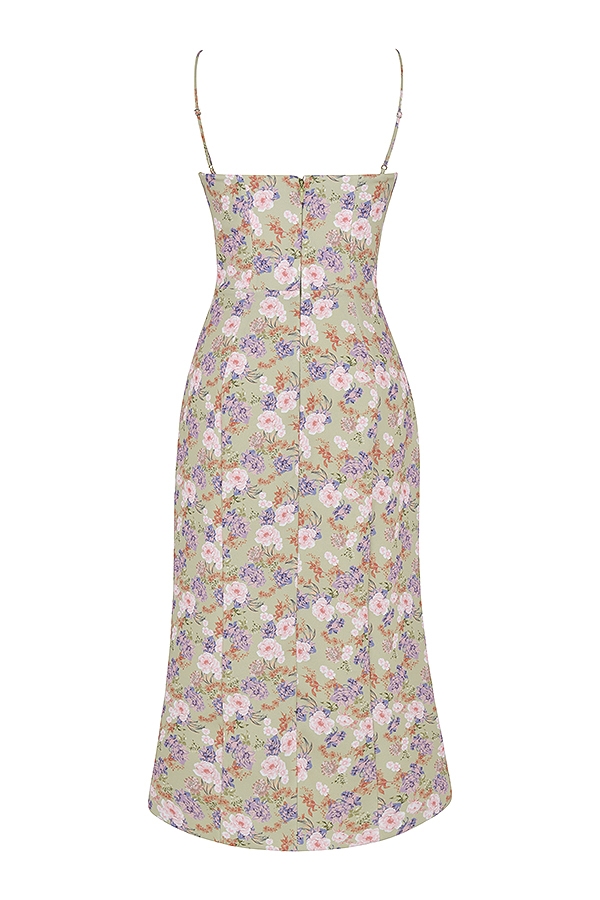 midi-sommerkleid mit pfingstrosenmuster