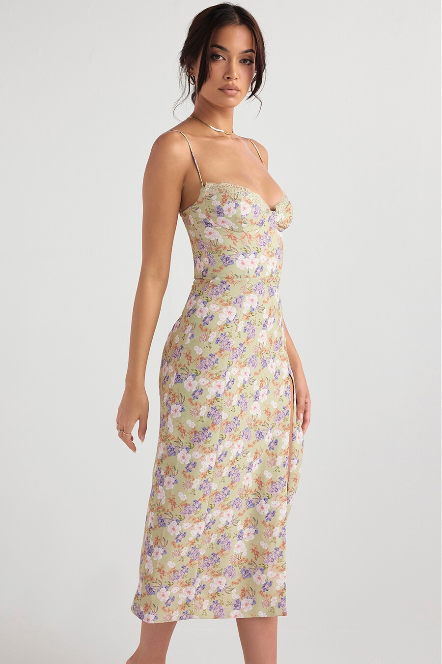 midi-sommerkleid mit pfingstrosenmuster