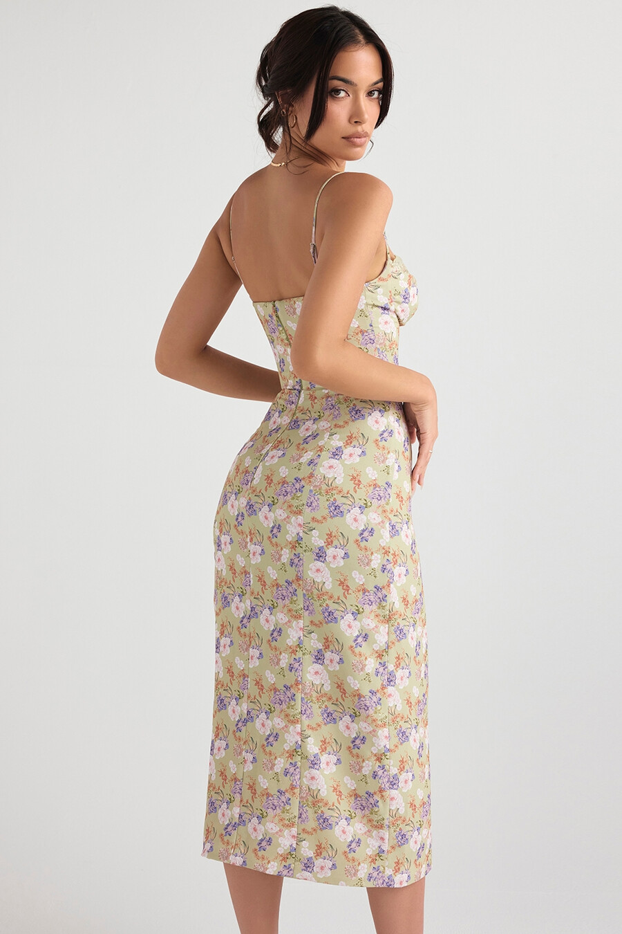 midi-sommerkleid mit pfingstrosenmuster