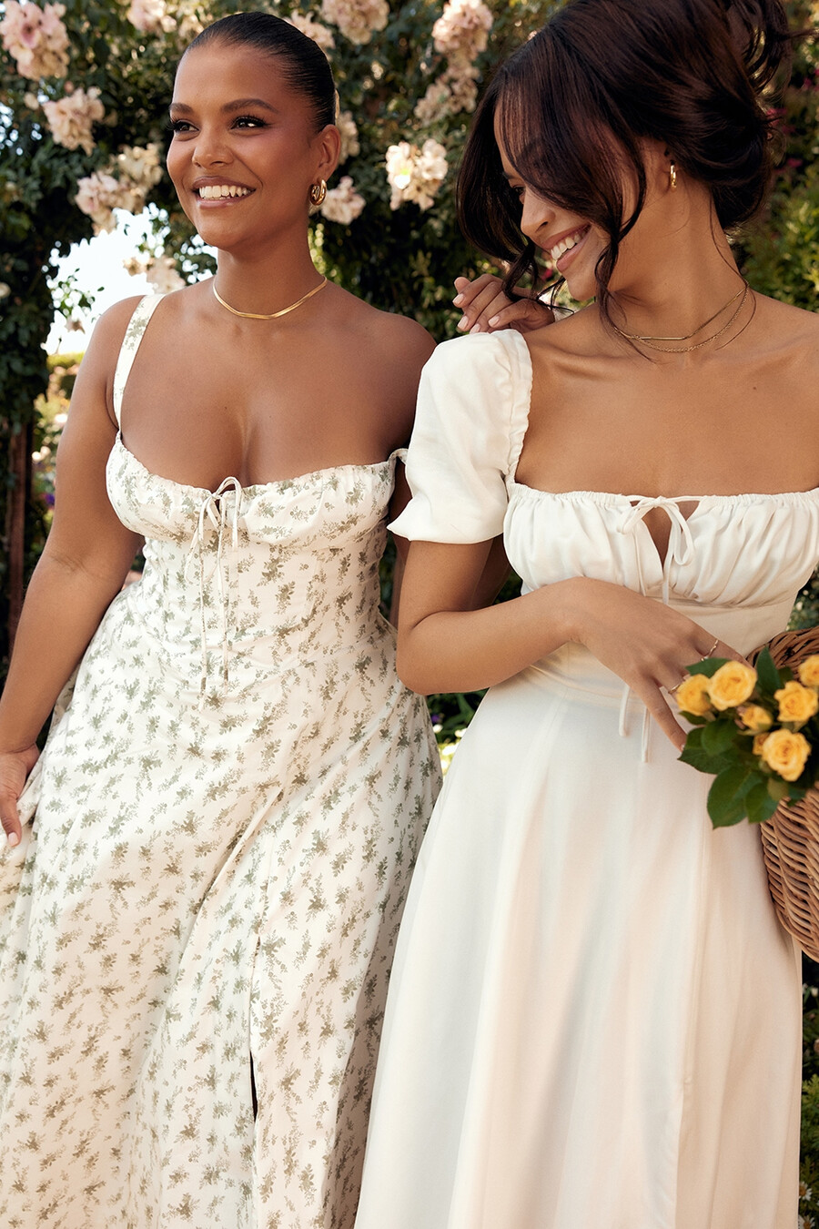 weißes midi-sommerkleid mit puffärmeln