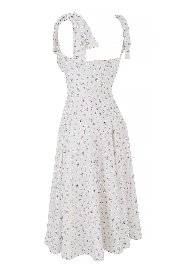 weißes geblümtes midi-sommerkleid