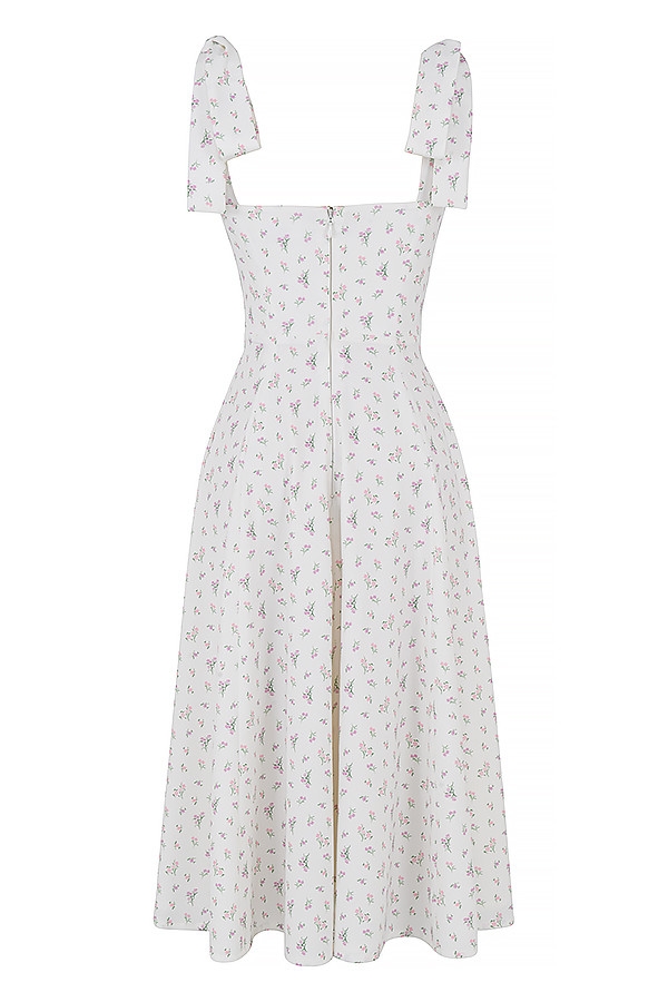 weißes geblümtes midi-sommerkleid