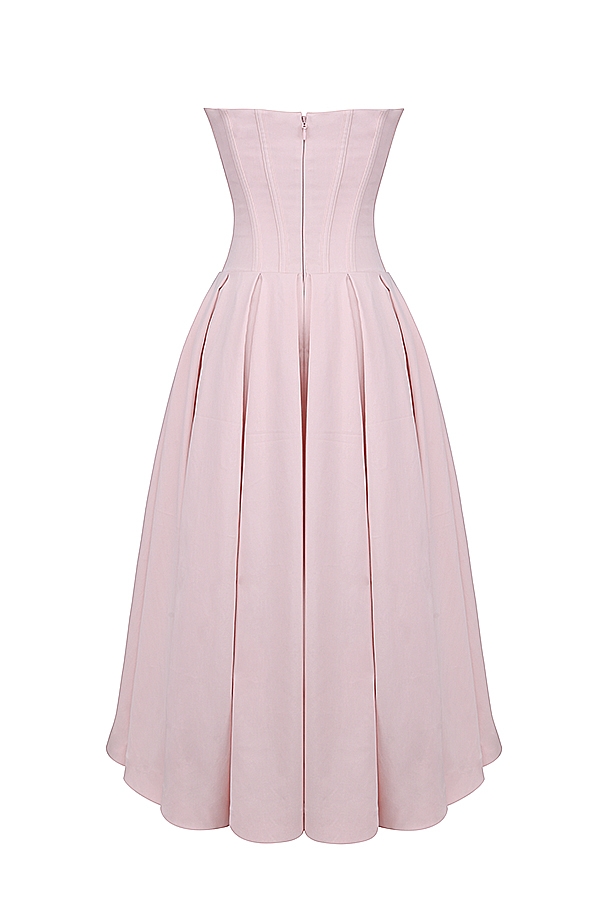ballerina-rosa trägerloses midikleid