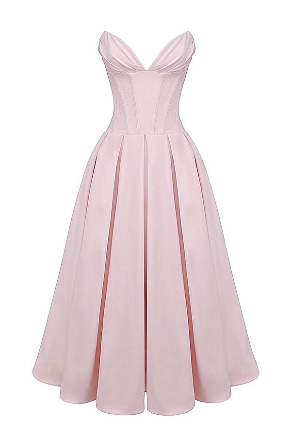 ballerina-rosa trägerloses midikleid