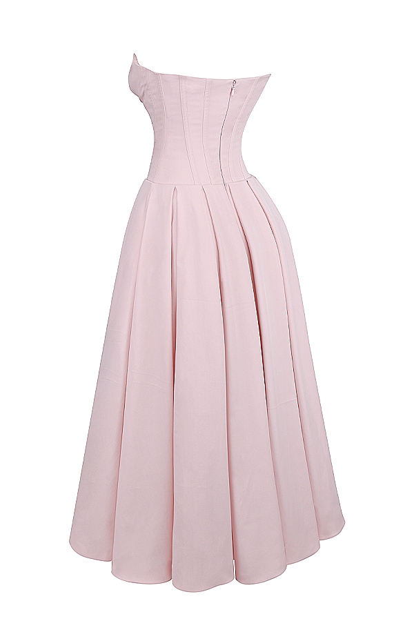 ballerina-rosa trägerloses midikleid
