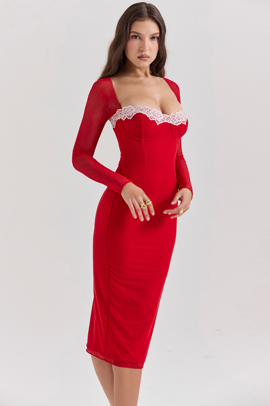scharlachrotes korsettkleid