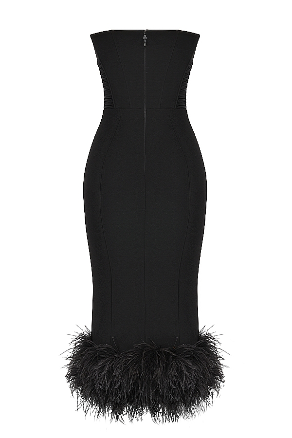 schwarzes trägerloses korsettkleid