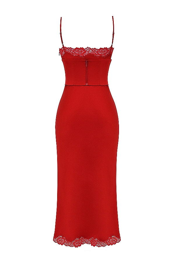 satin-unterkleid mit roten rosen