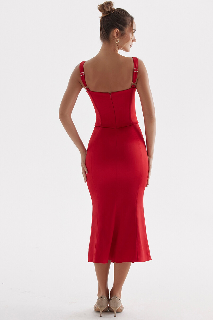 rotes rosen-korsettkleid