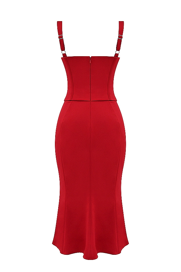 rotes rosen-korsettkleid
