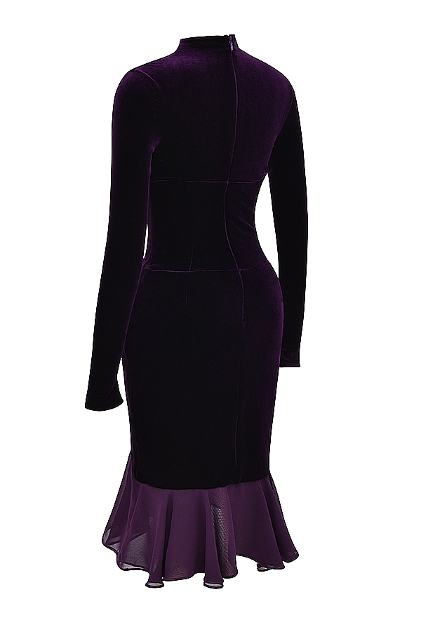 dunkelviolettes samt-korsettkleid