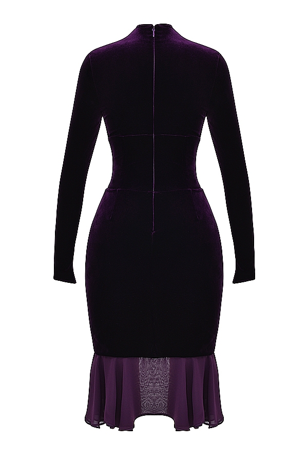 dunkelviolettes samt-korsettkleid