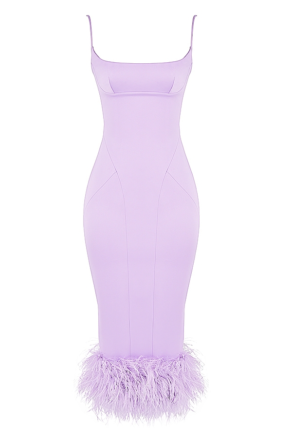 orchideenfarbenes satin-midikleid