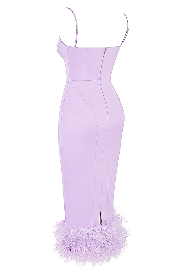 orchideenfarbenes satin-midikleid
