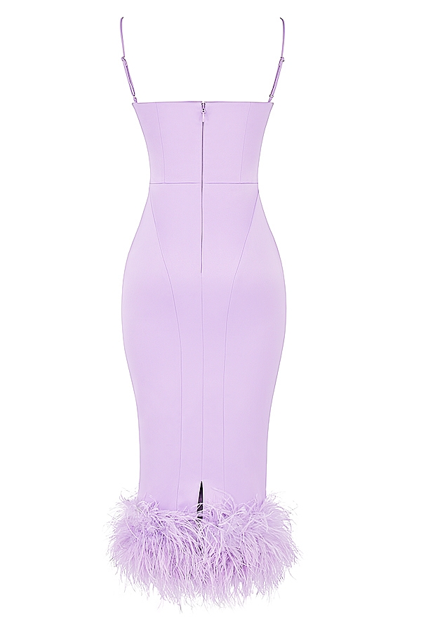orchideenfarbenes satin-midikleid