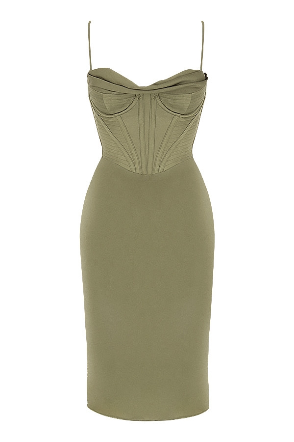 olivgrünes korsett-unterkleid