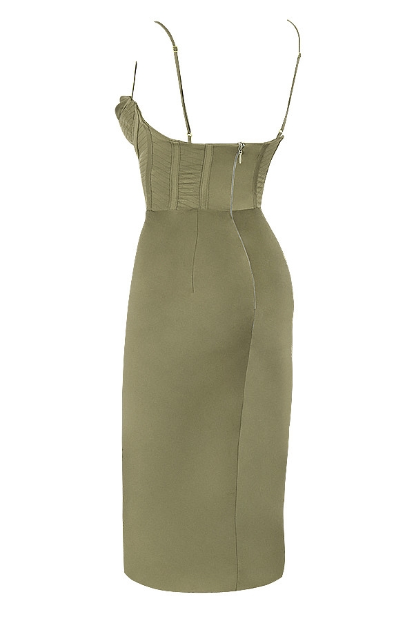 olivgrünes korsett-unterkleid