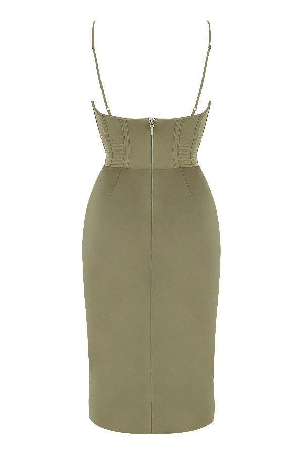 olivgrünes korsett-unterkleid