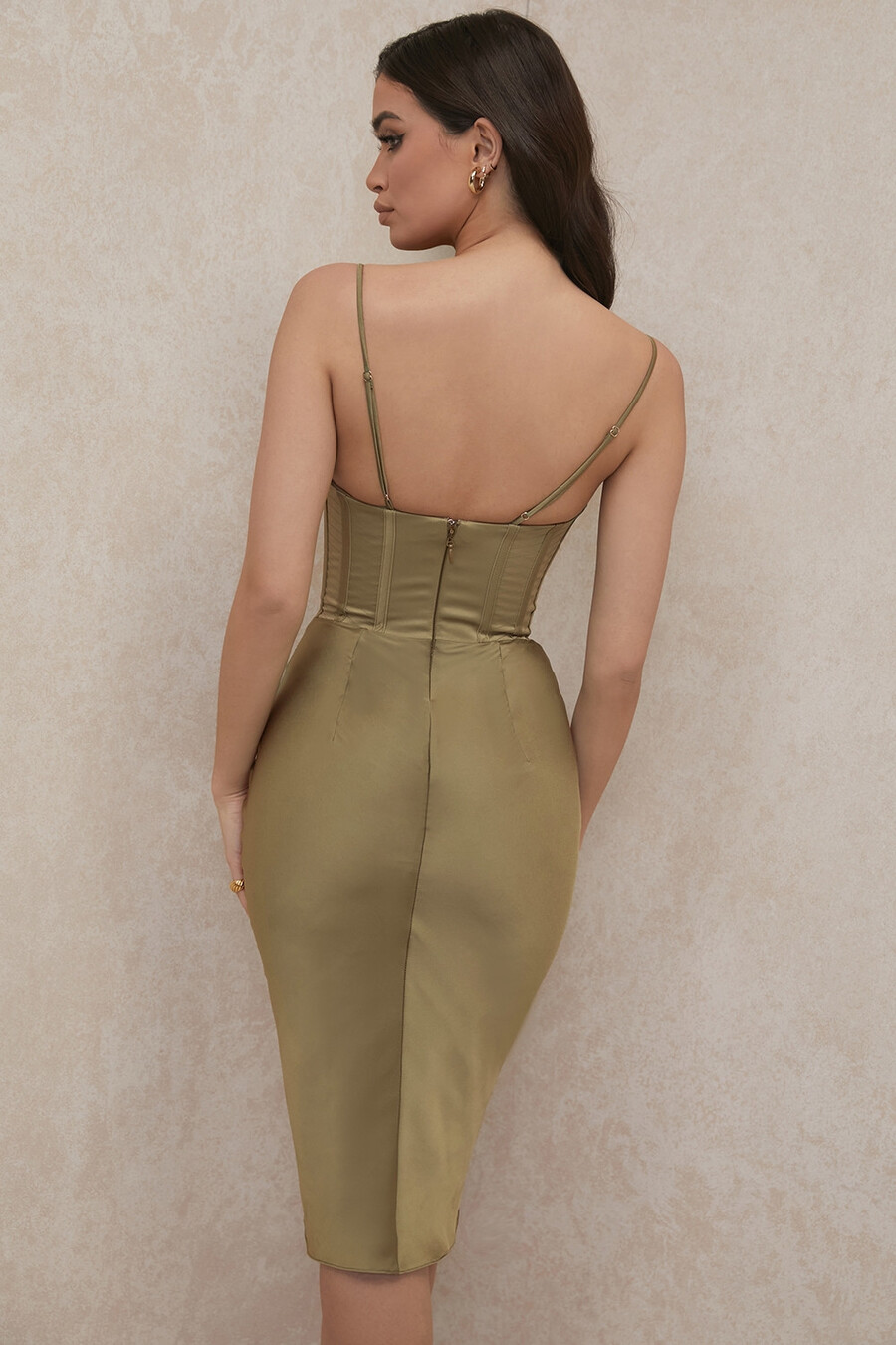 olivgrünes korsett-unterkleid